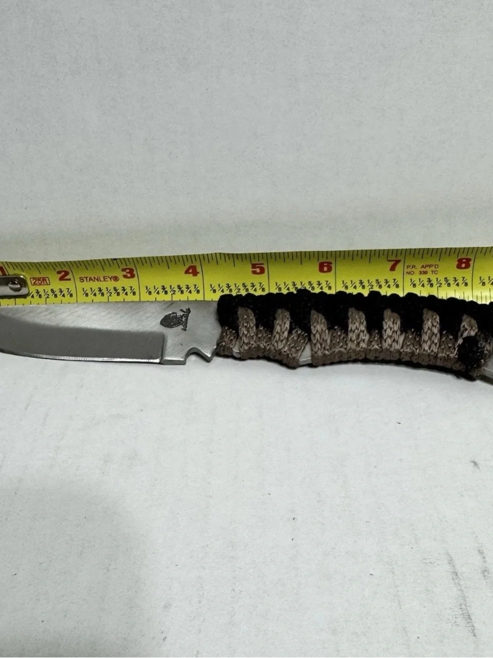 Custom Ashen Edge Knife 9” Blade 4.5” Cord Wrapped Handle Leather Sheath